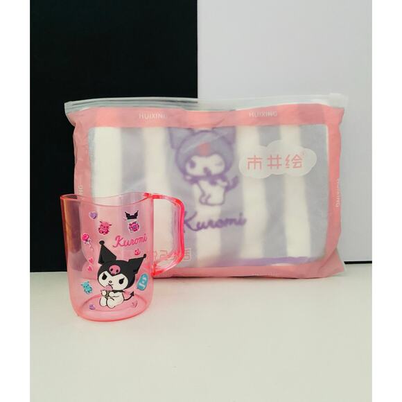 Kuromi Hand Towel and Toothbrush Mouthwash Cup - Picture 1 of 3